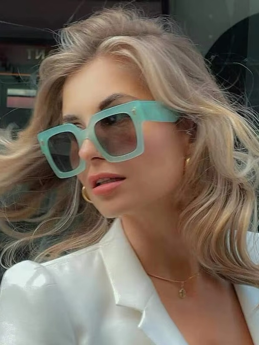 Fendi Mint Green Square Oversized Sunglasses for Women
